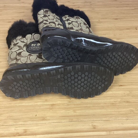 Coach Joyous Brown Signature Print Snow Boots 9.5 - Picture 6 of 9